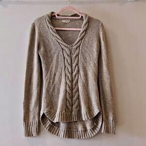 Royal Robbins Tan Wool Yak Blend Nuetral Minimalist Cable Knit Sweater Womens XS